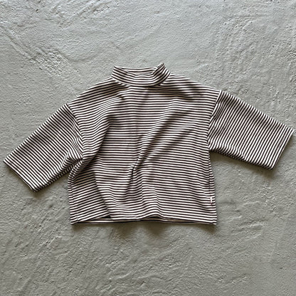 Toddler W25 Stripe Mock Neck Long Sleeve Top (2-7y) - Beige