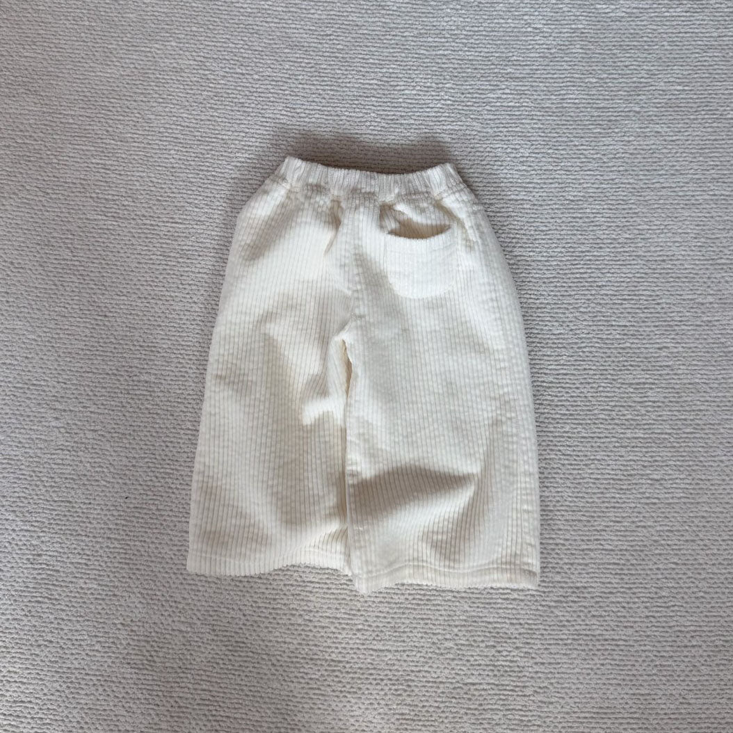 Toddler Bella F25 Corduroy Pocket Wide Pants (1-6y) - Cream - AT NOON STORE