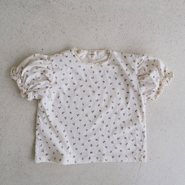 Toddler Lace Detail Floral Print Short Sleeve Top (15m-7y) - Floral Ivory