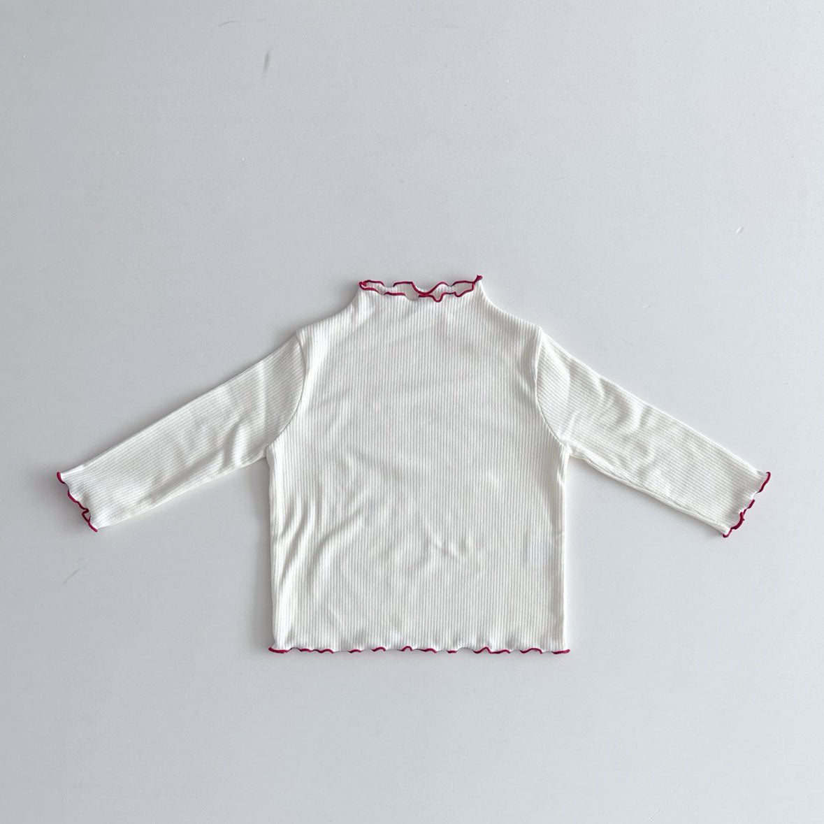 Kids FW26 Lettuce-Edge Ribbed Long Sleeve Top  (1-7y) - Ivory
