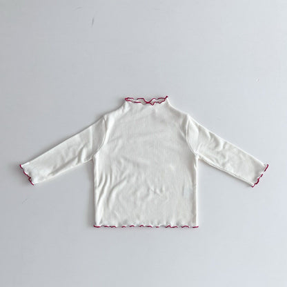Kids FW26 Lettuce-Edge Ribbed Long Sleeve Top  (1-7y) - Ivory