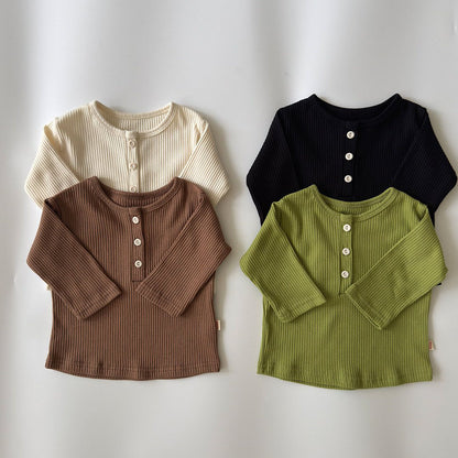 Baby/Toddler Aosta F26 RIbbed Henry Neck Long Sleeve Top (3m-5y) - 4 Colors