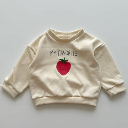 Baby/Toddler Aosta F25 Strawberry Long Sleeve Sweatshirt (3m-5y) - Ivory - AT NOON STORE