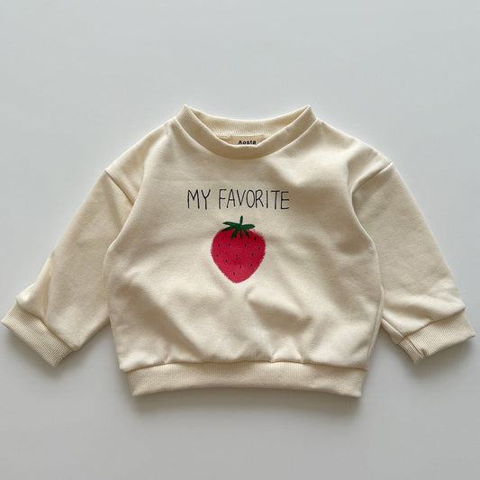 Baby/Toddler Aosta F25 Strawberry Long Sleeve Sweatshirt (3m-5y) - Ivory - AT NOON STORE