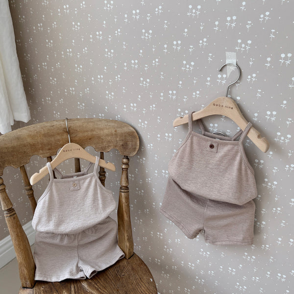 Baby Button Cami Tank Top and Shorts Set (1-5y)- 2 Colors