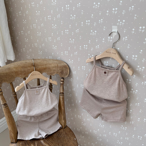Baby Button Cami Tank Top and Shorts Set (1-5y)- 2 Colors - AT NOON STORE