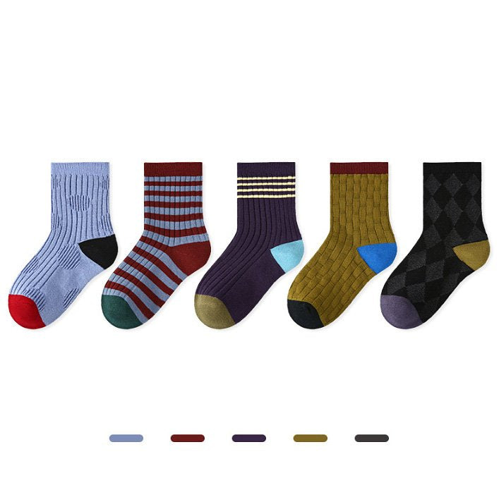 Toddler Jacquard 5PK Socks Set (1-8y) - Sky Blue