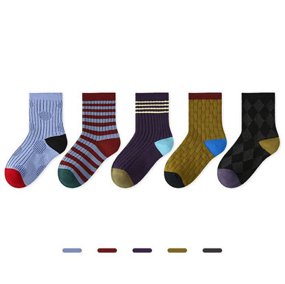 Toddler Jacquard 5PK Socks Set (1-8y) - Sky Blue
