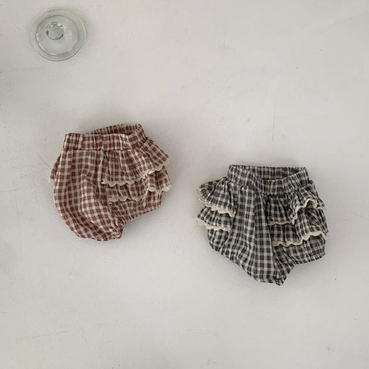 Baby S25 Lace Detail Plaid Bloomer Shorts (3-18m) - 2 Colors - AT NOON STORE