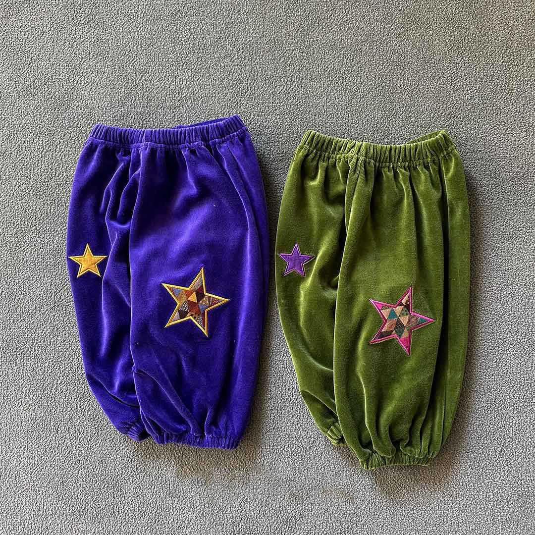 Toddler W26 Star Embroidery Velour Jogger Pants  (2-6y) - 2 Colors