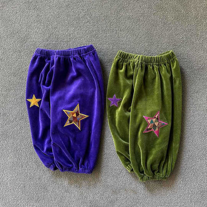 Toddler W26 Star Embroidery Velour Jogger Pants  (2-6y) - 2 Colors