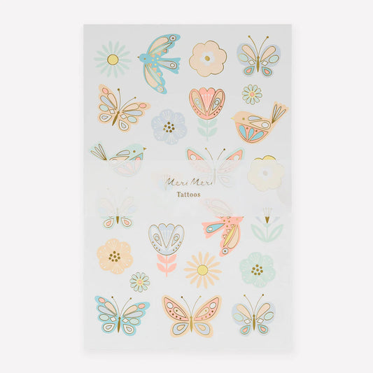 MeriMeri Birds & Butterflies Tattoo Sheets (x 2 sheets) - AT NOON STORE