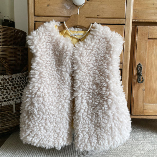 Kids Quilt Lined Sherpa Vest (2-6y) - Cream - AT NOON STORE