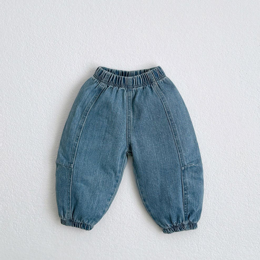 Toddler F24 Seam Detail Denim Jogger Pants (1-7y) - Denim - AT NOON STORE