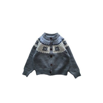 Kids F26 Snowflake Knit Cardigan (3-9y) - Gray