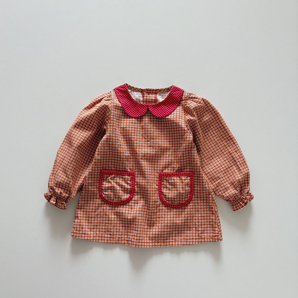 Toddler F26 Floral Peter Pan Collar Pocket Dress (1-6y) - Orange