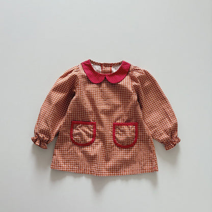 Toddler F26 Floral Peter Pan Collar Pocket Dress (1-6y) - Orange