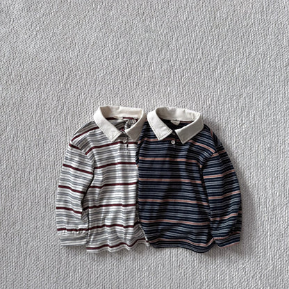 Toddler Bella F25 Collared Stripe Long Sleeve Top (1-6y) - 2 Colors