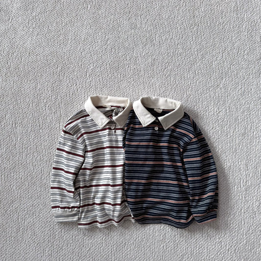 Toddler Bella F25 Collared Stripe Long Sleeve Top (1-6y) - 2 Colors - AT NOON STORE