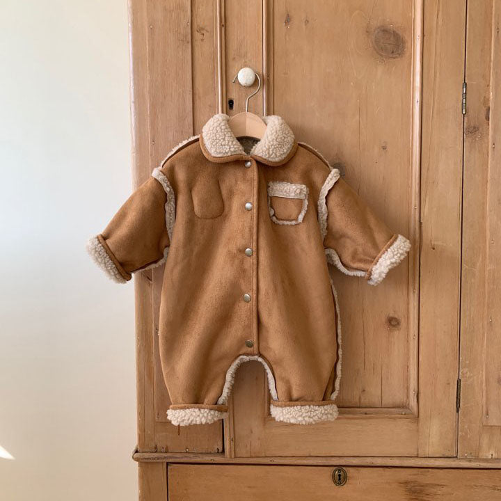 Baby Faux Suede Shearling Reversible Jumpsuit (3-24m) - AT NOON STORE