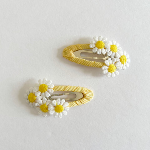Toddler Daisy Hair Clip 2 Pack Set - Yellow