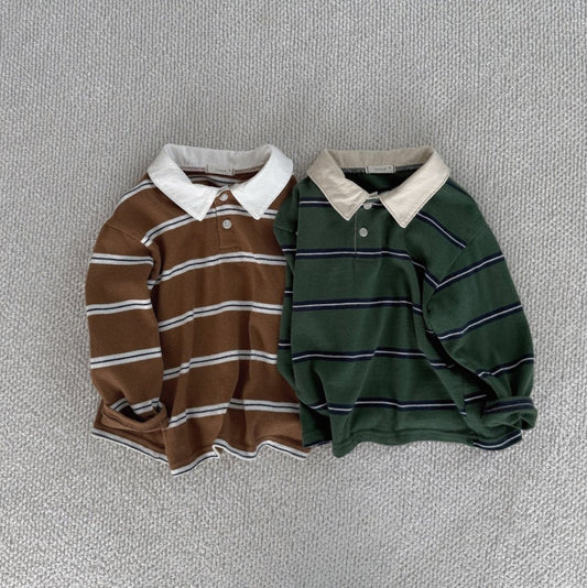 Baby Bella W24 Stripe Long Sleeve Collar Tee (6m-4y) - 2 Colors