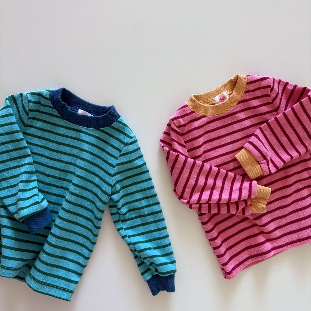 Toddler F26 Contrast Trim Stripe Long Sleeve Top (1-6y) - 2 Colors