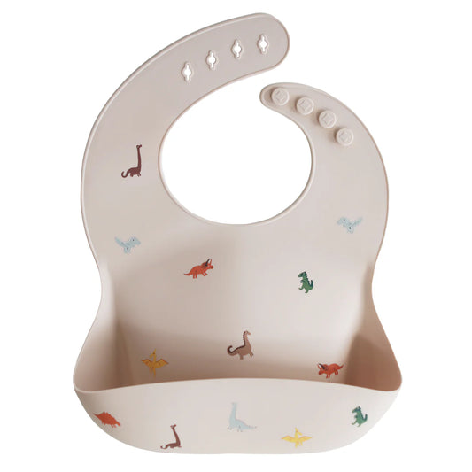 Mushie Silicone Baby Bib - Dinosaurs