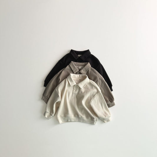 Toddler F25 Textured Collared Long Sleeve Sweatshirt (1-6y) - 3 Colors - AT NOON STORE