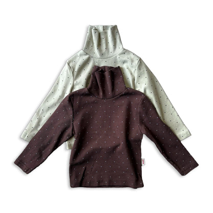 Toddler W25 Warm Fleece Polka Dot Mock Neck Long Sleeve Top (1-7y) - 2 Colors