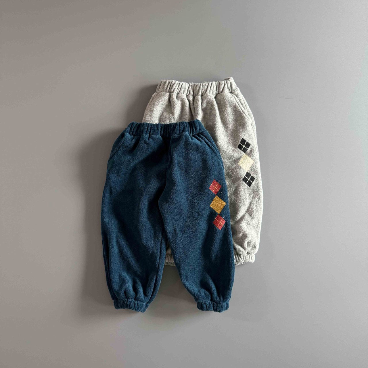 Toddler W25 Warm Terry Cloth Argyle Jogger Pants (3-7y) - 2 Colors