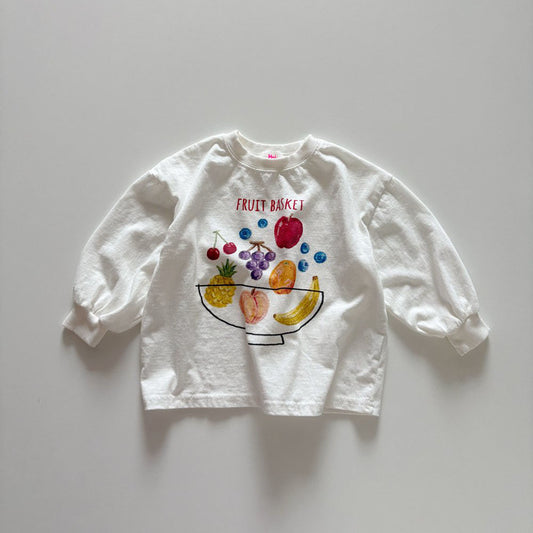 Toddler F26 FRUIT BASKET Long Sleeve Longline Top (1-6y) - Ivory