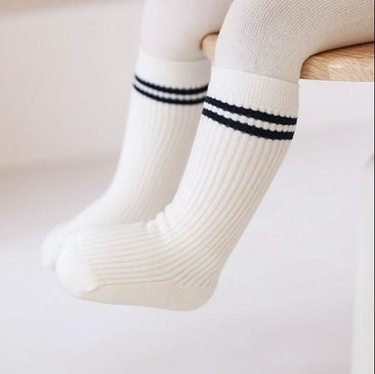 Baby Toddler Double Line Knee Socks (0-8y) - Black Line - AT NOON STORE