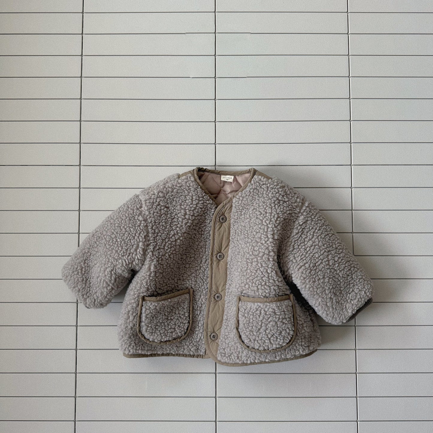 Toddler Bella W25 Sherpa Button Up Jacket (1-6y) -Grayish Beige