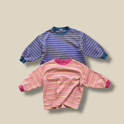 Toddler W25 Multi Color Stripe Long Sleeve Top (3-7y) - 2 Colors