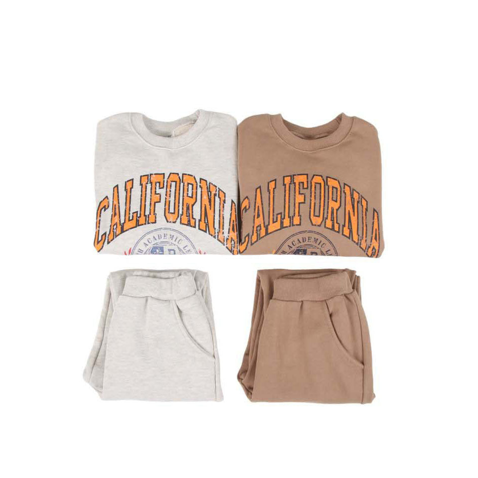 Toddler 'CALIFORNIA' Sweatshirt and Jogger Pants Set (3-8y) - 2 Colors