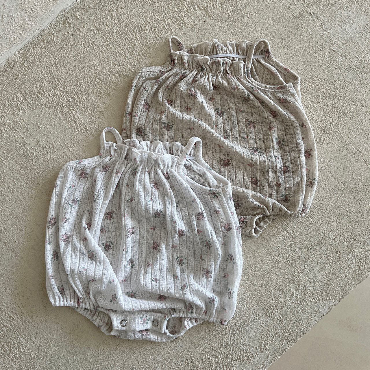 Baby Lala SS25 Floral Spaghetti Strap Bubble Romper (6-24m) - 2 Colors