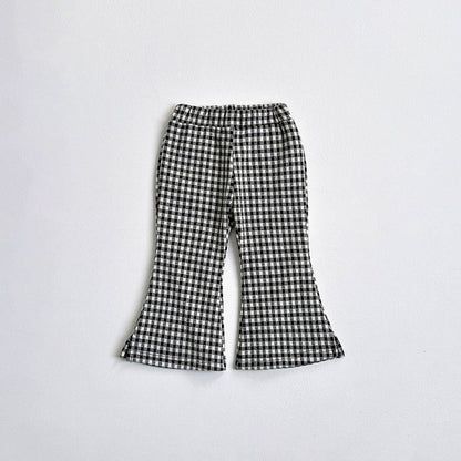 Toddler F25 Gingham Side Slit Flare Pants (1-6y) - Black - AT NOON STORE