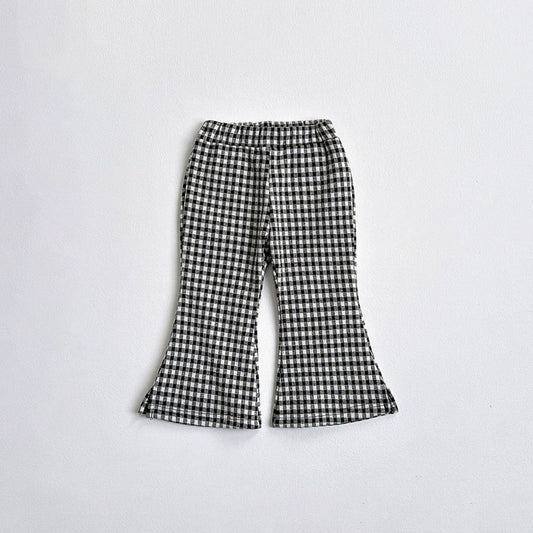 Toddler F25 Gingham Side Slit Flare Pants (1-6y) - Black - AT NOON STORE