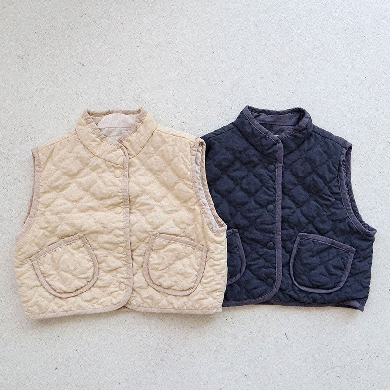 Toddler Quilted Mock-neck Vest (15m-7y) -2 Colors - AT NOON STORE