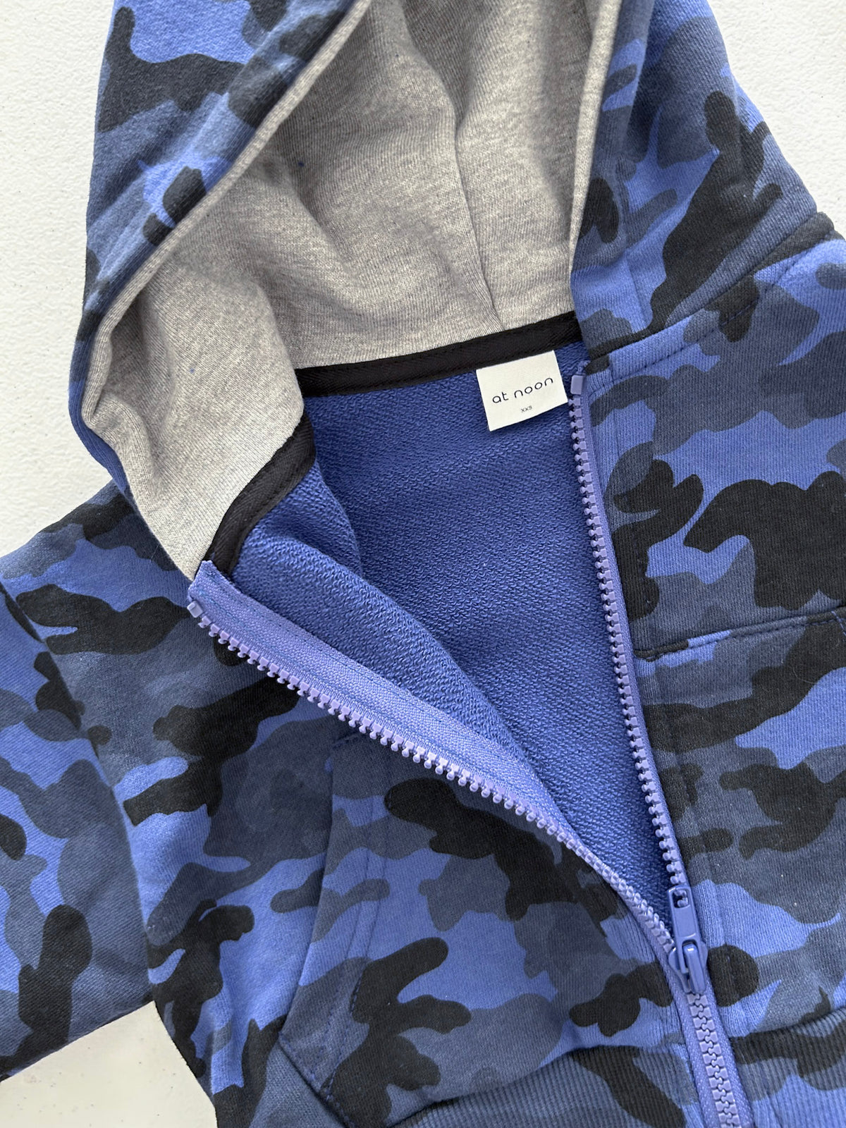 [At Noon Original Design] Kids Camouflage Zip-Up Hoodie (6m-7y) - Blue