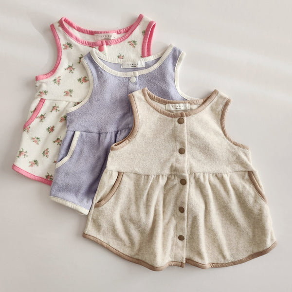 Toddler Terry Cloth Button Dress  (1-5y) - 3 Colors