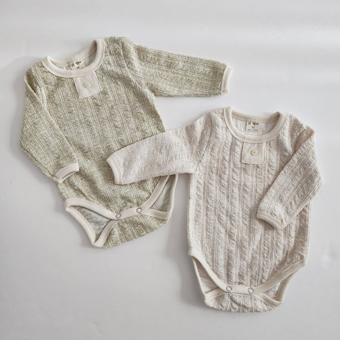 Baby Lala Cable Long Sleeve Romper (0-18m) - 2 Colors