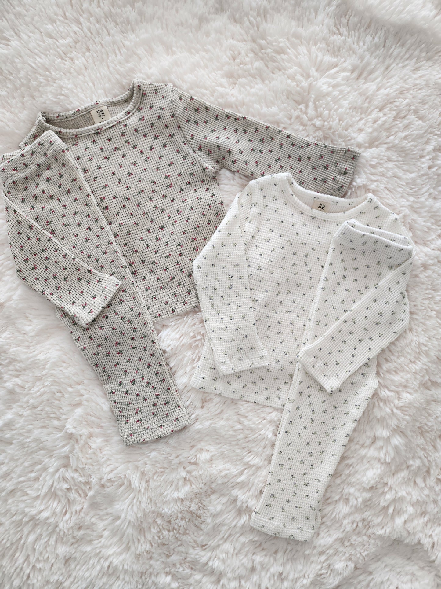 Baby Flower Print Waffle Top and Pants Set (6-24m) - 2 Colors - AT NOON STORE