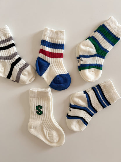 Baby Toddler Stripe Socks Set (0-6y) - Green Blue