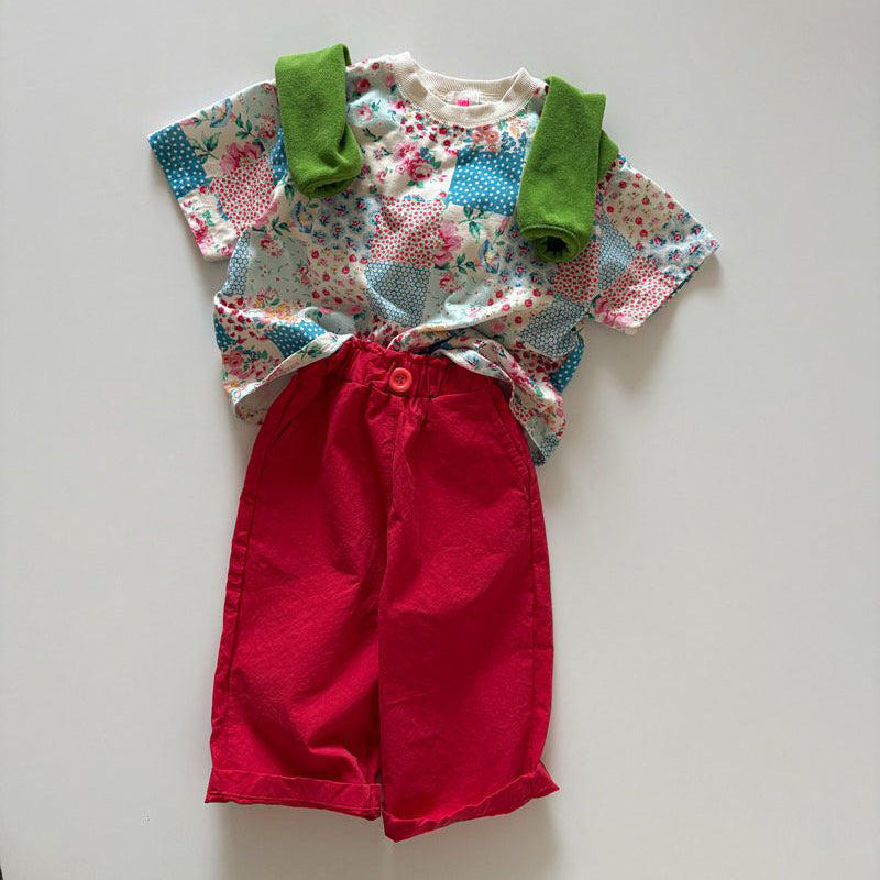 Toddler SP26 Frill Waist Pull-On Pants  (1-6y) - Red - AT NOON STORE