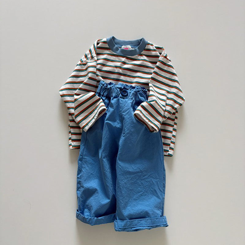 Toddler SP26 Multi Stripe Long Sleeve Loose Fit Top  (1-6y) - Blue - AT NOON STORE