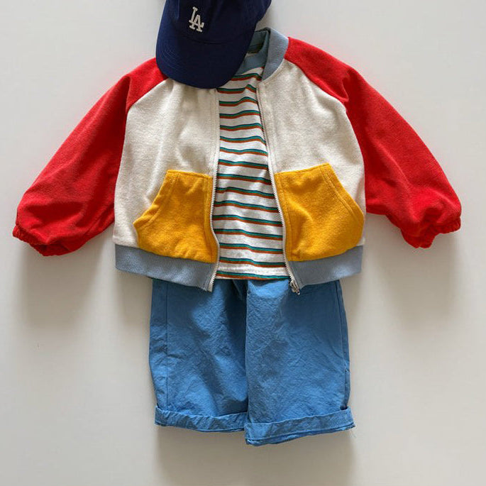 Toddler SP26 Multi Stripe Long Sleeve Loose Fit Top  (1-6y) - Blue - AT NOON STORE