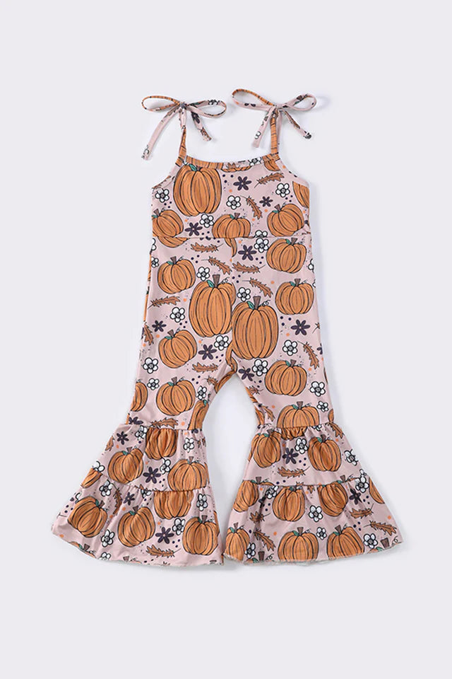 Pumpkin Graphic Print Strap Jumpsuit (12m-7y)