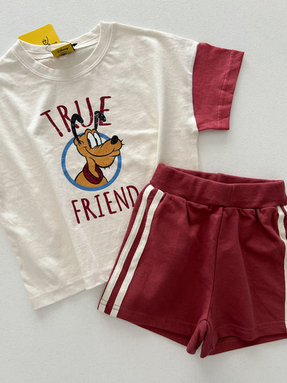 Toddle Disney Friends Contrast Short Sleeve Top and Shorts Set (2-7y) - 4 Colors - AT NOON STORE